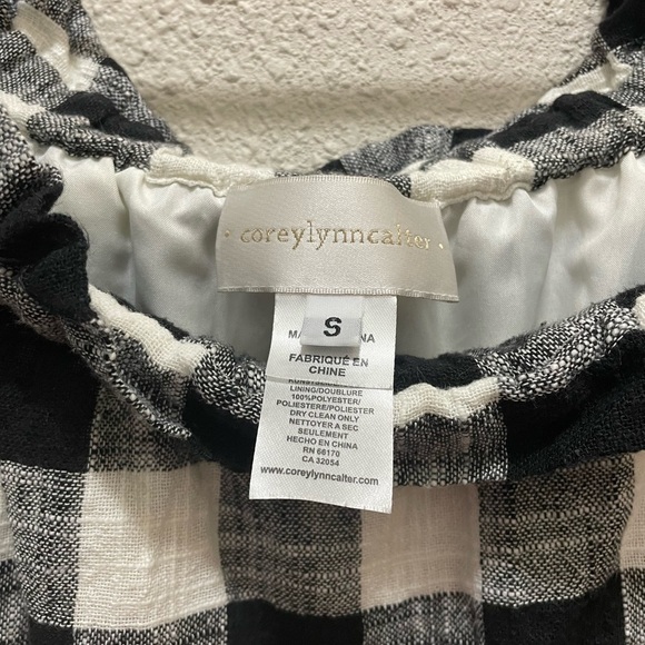 Anthropologie Corey Lynn Calter Gingham Plaid Off the Shoulder Mini Dress - Picture 4 of 12